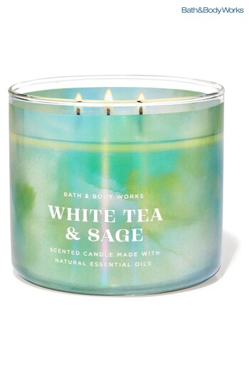 Bath & Body Works White Tea N Sage 3-Wick Candle 14.5 oz / 411 g (N77753) | £29.50