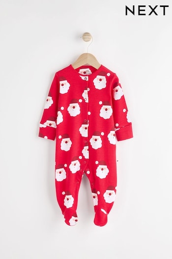 Red Baby Christmas Santa Sleepsuit (0mths-2yrs) (N77758) | £8 - £9