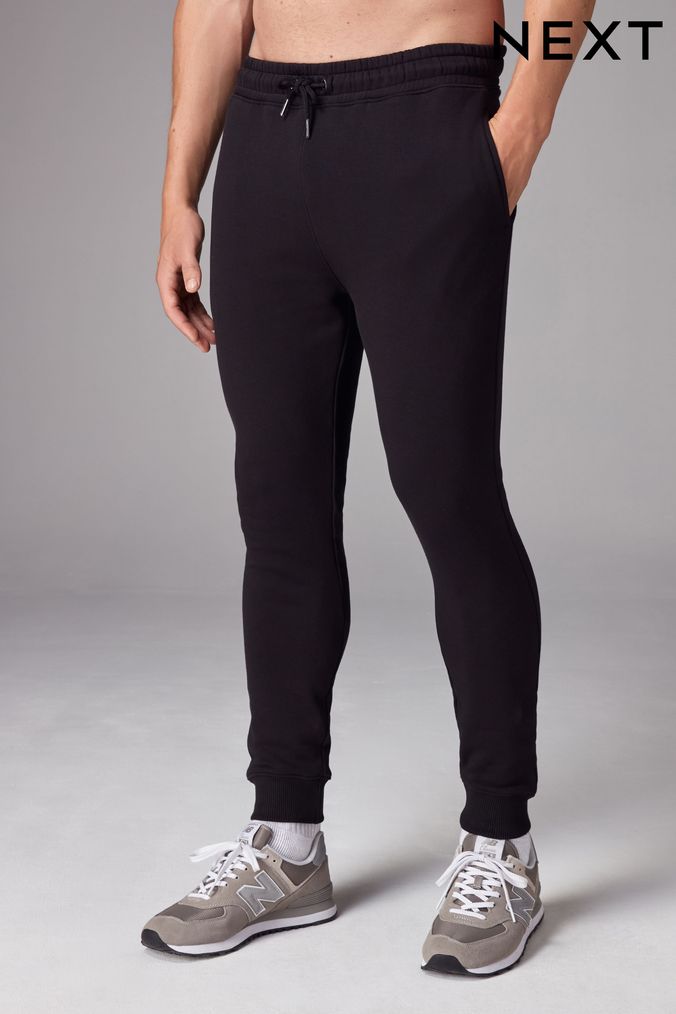Mens black skinny joggers uk discount