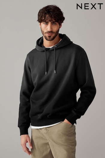 Black Ombre Dip-Dye Cotton Rich Jersey Hoodie (N78157) | £35