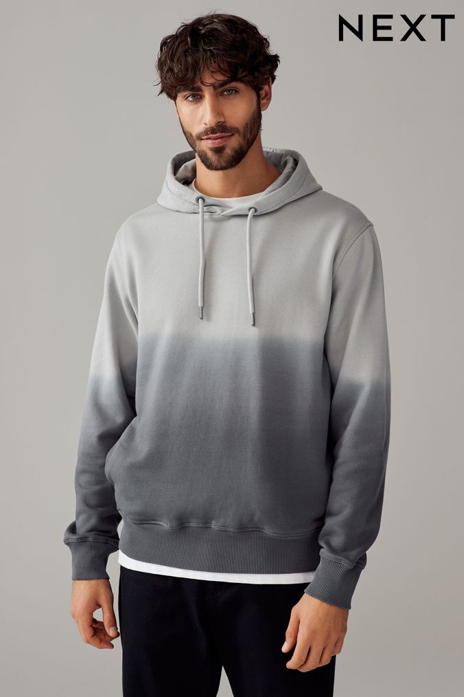 Gray and white hoodie top