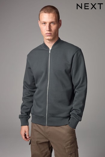 Slate Grey Zip Through Cotton Rich Jersey Bomber Jacket (N78221) | £32