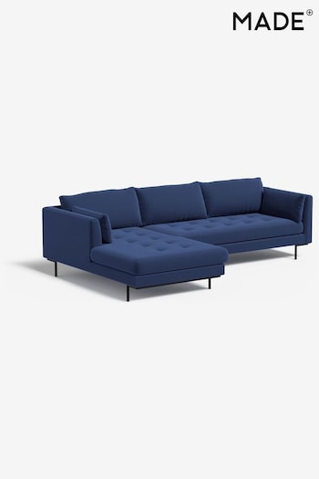 MADE.COM Matt Velvet Navy Blue Harlow Left Hand Facing Corner Sofa (N78226) | £1,750