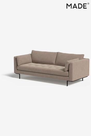 MADE.COM Matt Velvet Taupe Grey Harlow 3 Seater Sofa (N78246) | £1,099