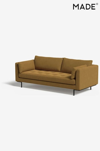 MADE.COM Matt Velvet Ochre Yellow Harlow 3 Seater Sofa (N78253) | £1,099