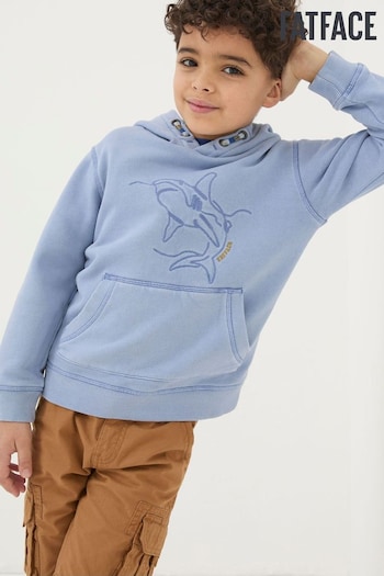 FatFace Blue Shark Graphic Popover Hoodie (N78347) | £22