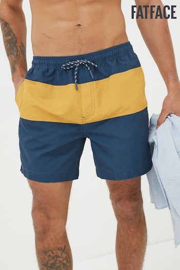 FatFace Yellow Trevose Colour Block Swim Shorts (N78368) | £38