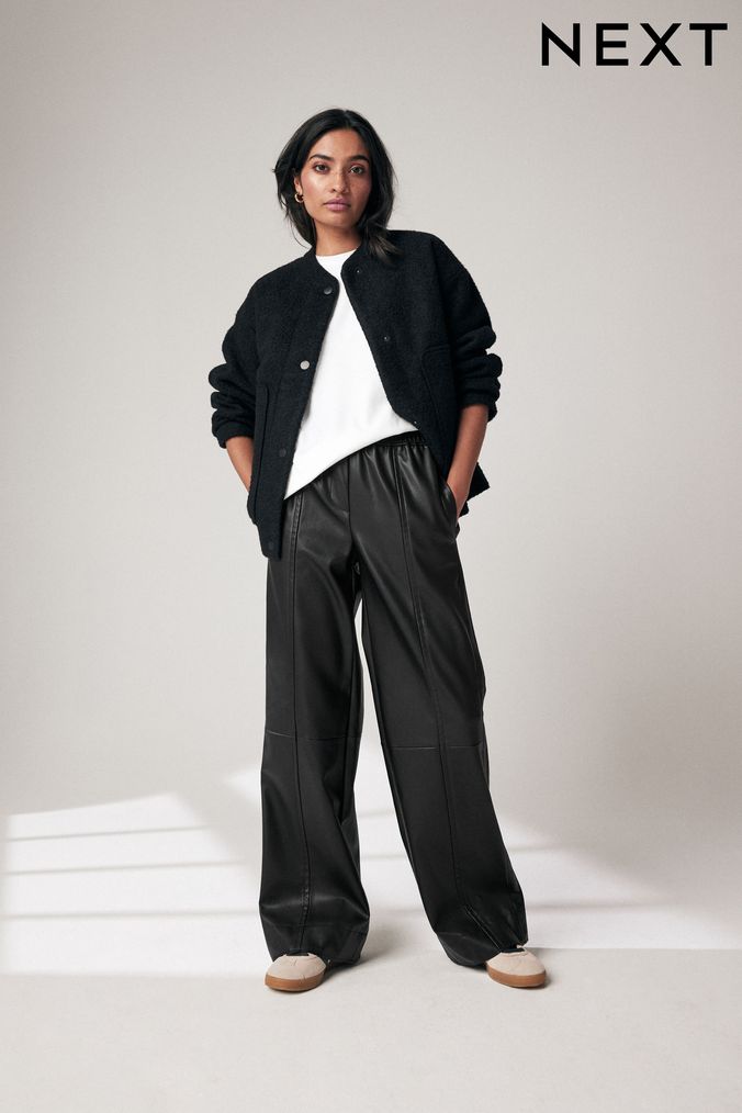 Womens Faux Leather Trousers High Waisted Leather Trousers Next