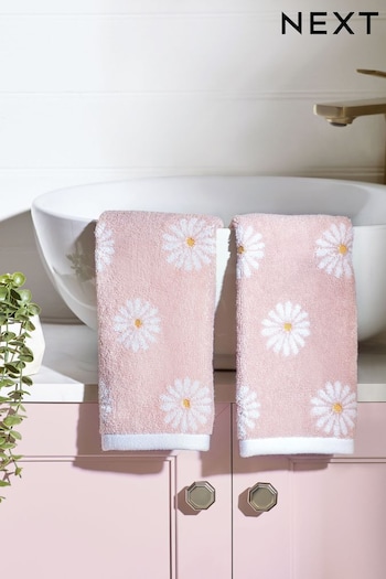 Pink Pink Set of 2 Daisy Face Cloths (N78464) | £6