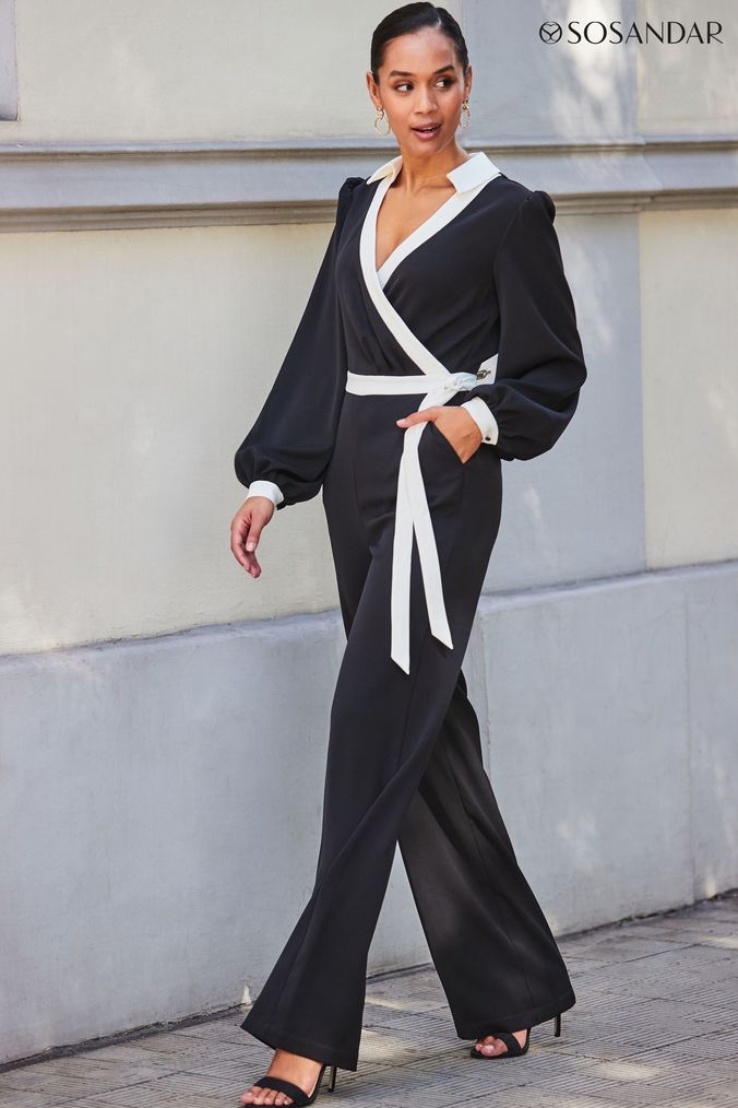 Buy Women s Black Long Sleeve Petite Jumpsuit Online Next UK
