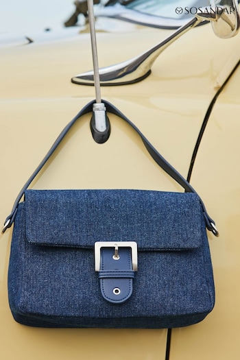 Sosandar Blue Buckle Detail Denim Shoulder tttt Bag (N78693) | £39