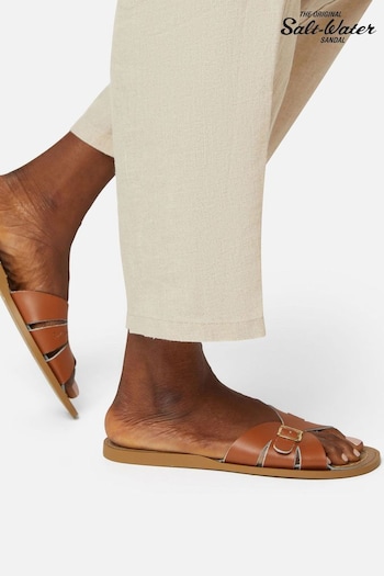 Salt-Water Sandals Brown Leather Slides Sandals (N78742) | £70