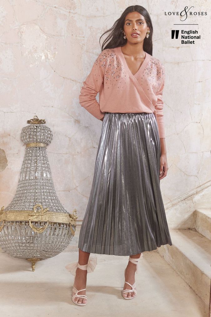Kate spade silver pleated skirt online