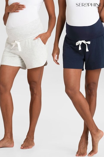 Seraphine Blue Essential Jersey High Waist Maternity Shorts 2 Pack (N78769) | £55