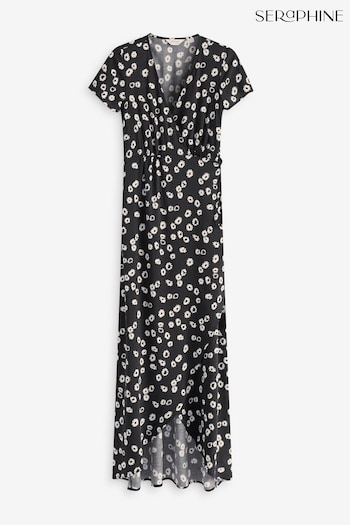 Seraphine Maxi-Length Wrap Black Dress (N78776) | £69