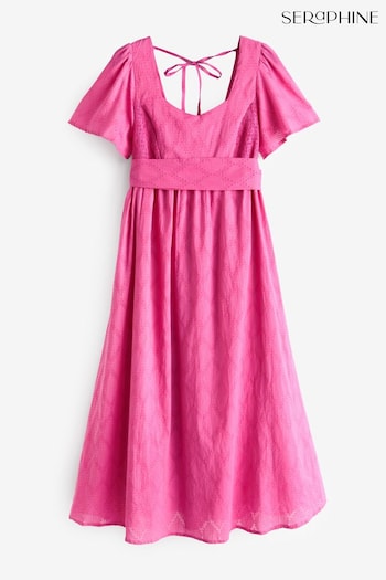 Seraphine Pink Cotton Broderie Maternity & Nursing Dress (N78779) | £69