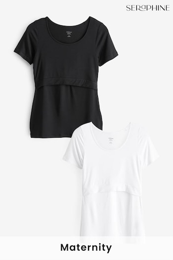 Seraphine Maternity & Nursing Black T-Shirts Twin Pack (N78785) | £39