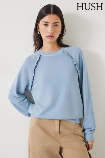 Hush Blue Amayah Ruffle Detail Sweatshirt (N78819) | £55