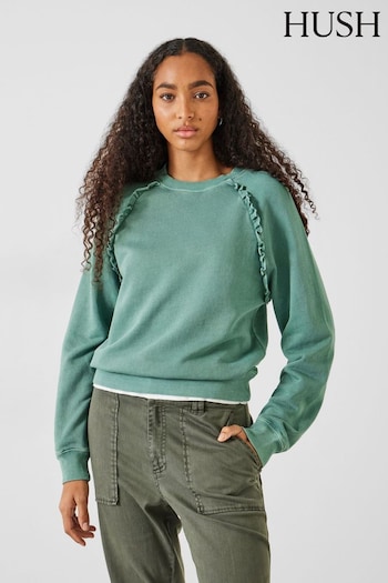 Hush Green Amayah Ruffle Detail Sweatshirt (N78840) | £55