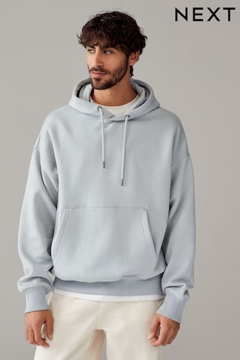 Ice Grey Oversized Cotton Rich Jersey Fabric Hoodie (N78886) | £29