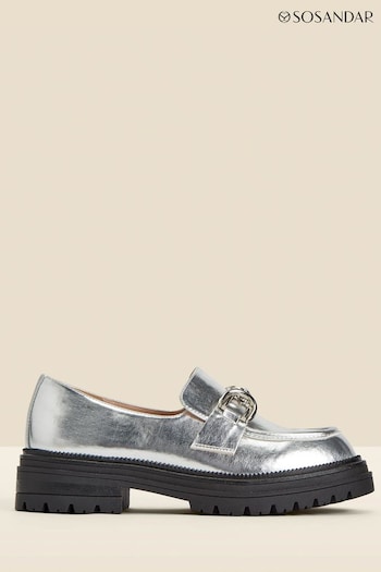 Sosandar Silver Chain Trim Chunky Loafers (N79007) | £59