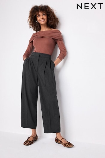 Grey Pinstripe Barrel Plus Trousers (N79228) | £42