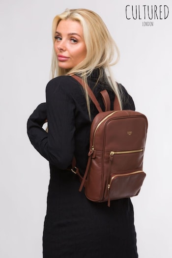 Cultured London Abbey Leather Brown Backpack (N79307) | £48