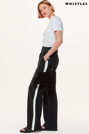 Whistles Black Crepe Side Stripe Trousers (N79397) | £119