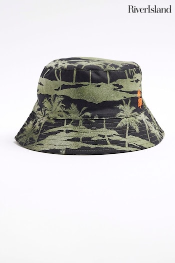 River Island Green Boys Palm Bucket Hat (N79405) | £10