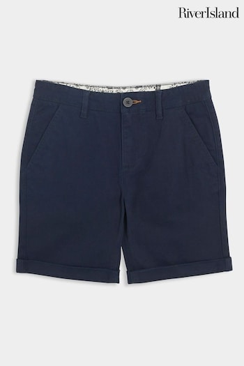 River Island Blue Boys Laundered Chino Shorts (N79411) | £15 - £18