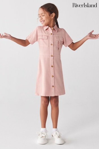 River Island Pink Girls Tencel Shirt Dress (N79419) | £28 - £35