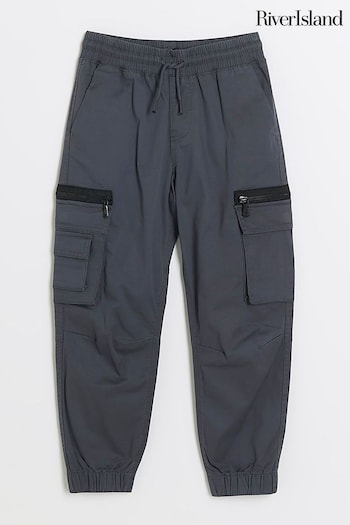 River Island Grey Boys Tech Cargo Trousers Heels (N79422) | £20 - £25