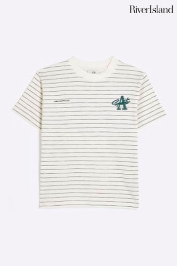 River Island Cream Boys Stripe Aperton Polo Shirt (N79423) | £14