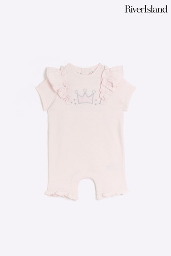 River Island Pink Baby Girls Frill Romper (N79426) | £16