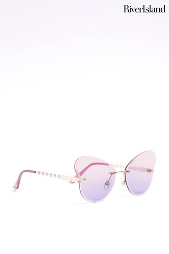 River Island Purple Burberry Ombre Butterfly Sunglasses (N79427) | £10