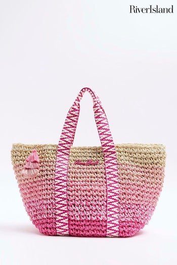 River Island Pink mccartney Raffia Ombre Shopper Bag (N79431) | £25