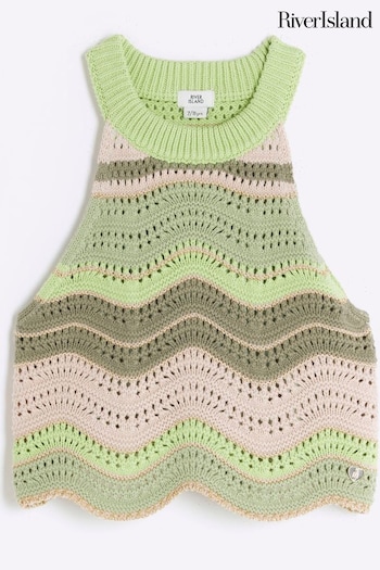 River Island Green Girls Crochet Tank Top (N79439) | £15 - £18