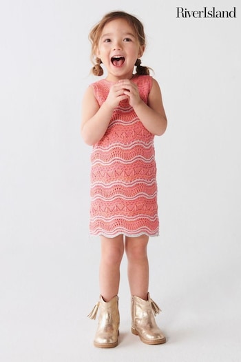 River Island Pink Mini Girls Crochet Dress (N79450) | £25