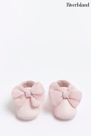 River Island Pink Baby Girls Pink Bow Bootie (N79465) | £12