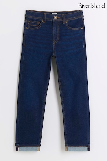 River Island Blue Dam Dark Wash Straight Jeans (N79467) | £20 - £25
