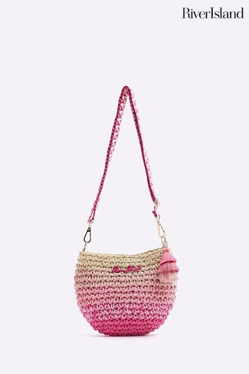 River Island Pink Girls Raffia Ombre Cross-body Bag (N79489) | £18