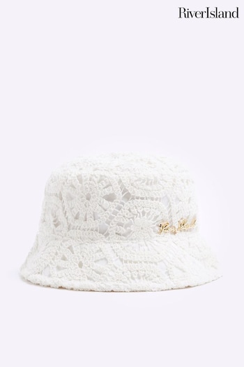 River Island Cream Girls Crochet Lace Bucket Hat (N79492) | £12