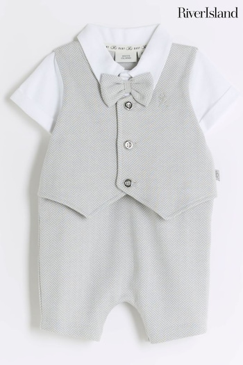 River Island Grey Baby Boys All in one Waistcoat Set (N79516) | £25