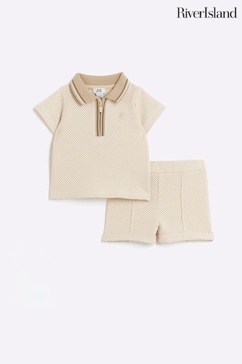 River Island Natural Baby Boys Light Jacquard Polo office-accessories Set (N79540) | £20