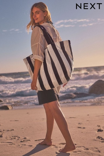 Black & White Stripe Beach Shopper Bag (N79600) | £32