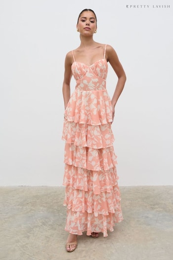 Pretty Lavish Pink Madison Ruffle Maxi Dress (N79713) | £88