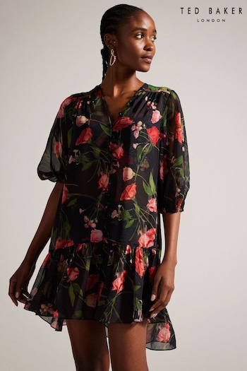 Ted Baker Emileee Plunge Mini Black Cover-Up With Button Detail (N79899) | £110