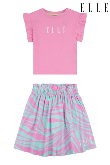 Elle Junior Day Pink Frill T-Shirt & Skirt Set (N90163) | £20 - £24