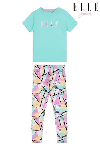 Elle Junior Girls Blue Geo T-Shirt and essential Leggings Set (N90188) | £25 - £30
