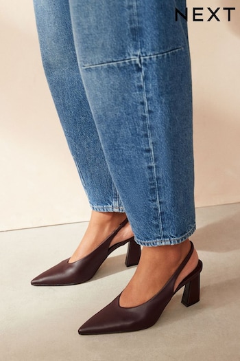 Chocolate Brown Forever Comfort® Point Toe Slingback Heel Shoes (N94095) | £35